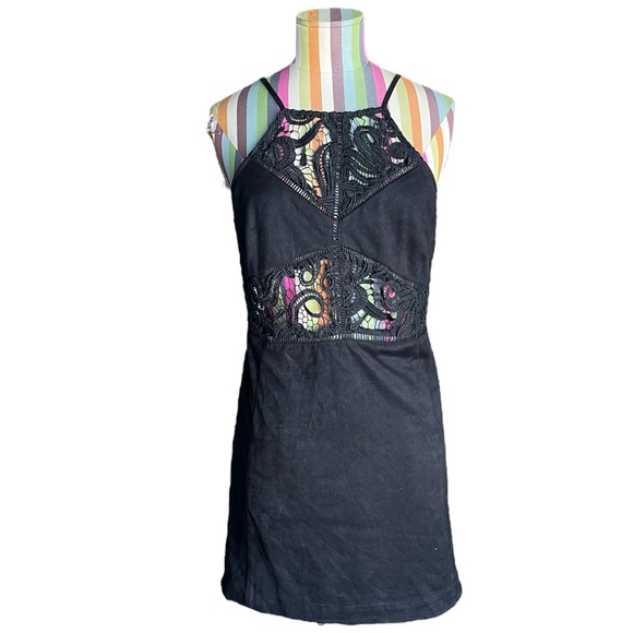 Revolve J.O.A. Lace Cut Out Bodycon Dress in Black 0972 - Picture 2 of 6